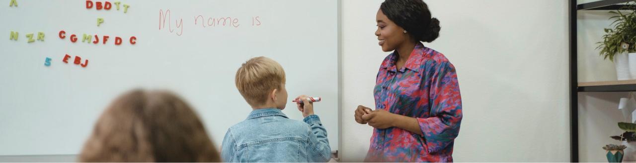 Student in front of class