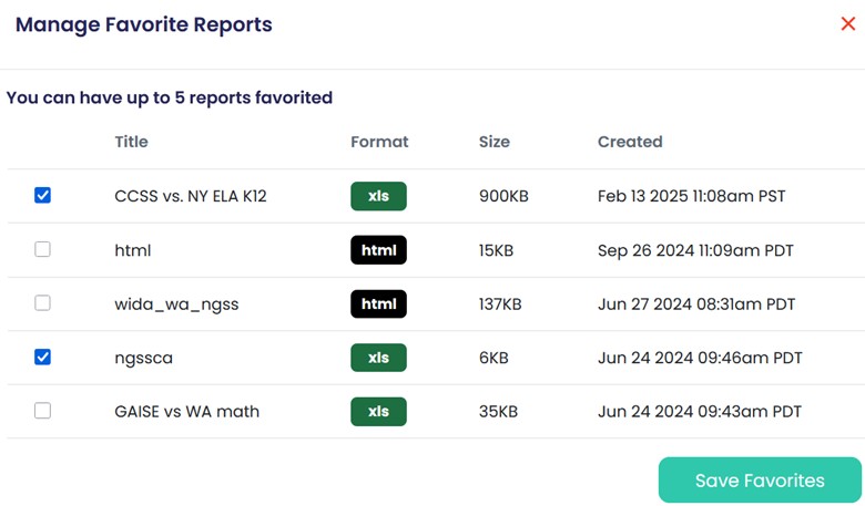 Save Favorite Reports