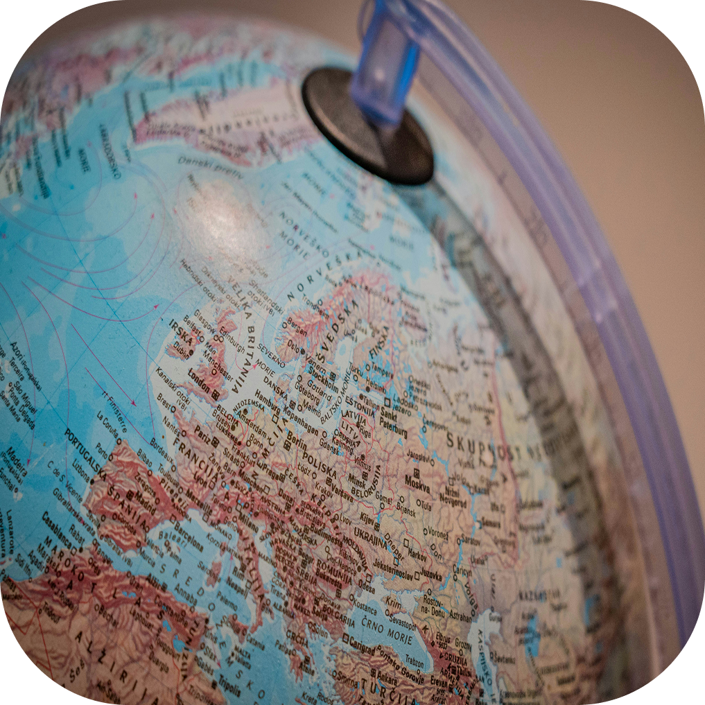 Close up image of a desk globe